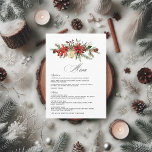 Dromerige Woodland Evergreen Winter Wedding Menu<br><div class="desc">Vier je winterbruiloft met dit prachtig ontworpen menu met delicate dennen- en sparrenbloemen. Het weelderige groen, in combinatie met waterverf hulst en rode bessen, brengt een feestelijke maar rustieke touch aan uw vakantieviering. Perfect voor wie op zoek is naar een betoverend bos- of wintertij-thema, dit menu-ontwerp vormt een moeiteloze aanvulling...</div>