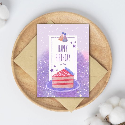 Dromerige zachte Paarse Waterverf Verjaardag Groet Kaart