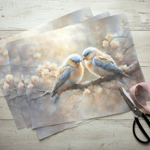 Dromerige zachte pastel Romantische Lovebirds op B Tissuepapier