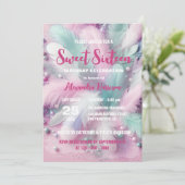 Dromerige zachte pastelveren Sweet 16 Birthday Kaart (Staand voorkant)