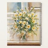 Dromerige zachte roodharige vrouw in zachte kleure planner (Achterkant)