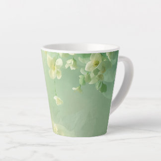 dromerige zachte salie en mintgroene bloemmotief latte mok