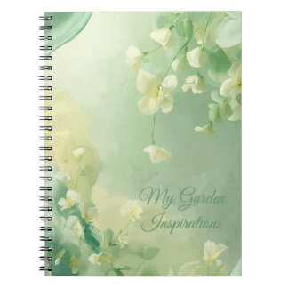dromerige zachte salie en mintgroene bloemmotieven notitieboek