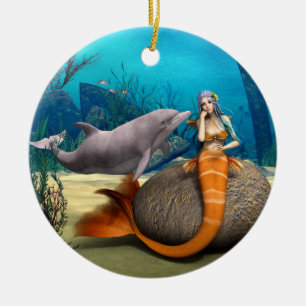 Dromerige Zeemeermin Dolfijn Onderwater Fantasie K Keramisch Ornament