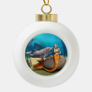 Dromerige Zeemeermin Dolfijn Onderwater Fantasie K Keramische Bal Ornament