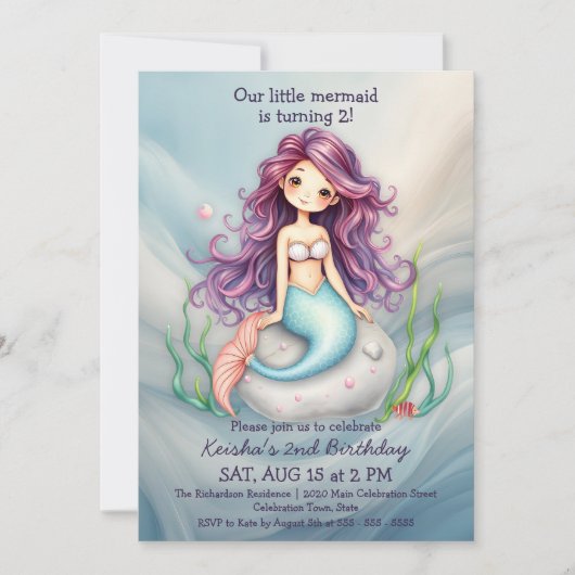 Dromerige zeemeermin onder het Zee verjaardagsfees Kaart (Voorkant)