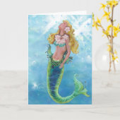 Dromerige zeemeermin sprankelende Zee Wenskaart Kaart (Gele Bloem)