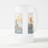 Dromerige zeemeermin zonsondergang met rood haar matglas bierpul (Voorkant rechts)