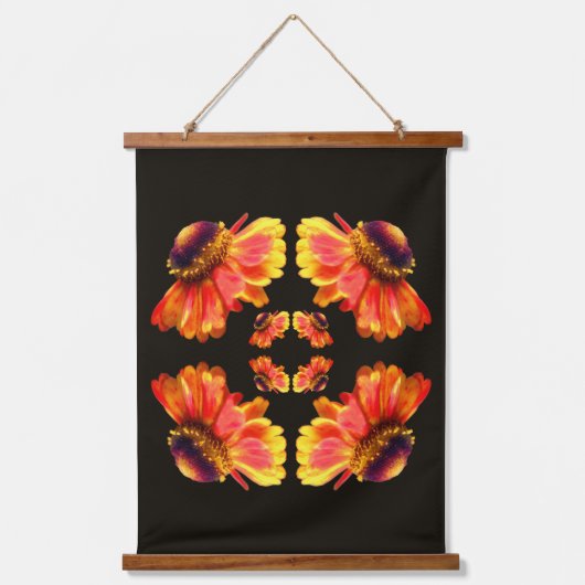 Dromerige Zinnia Bloem Abstracte Kunst Hangend Wandkleed (Voorkant)