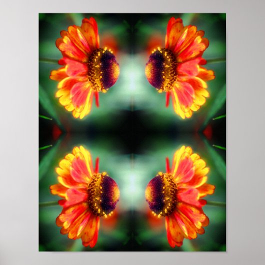 Dromerige Zinnia Bloem Abstracte Kunst  Poster (Voorkant)