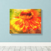 Dromerige Zinnia Bloem Verdrietig Canvas Afdruk (Insitu (Houten vloer))