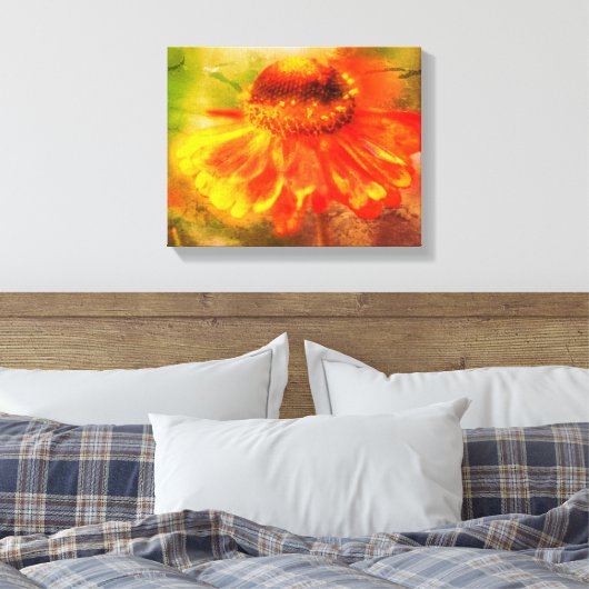 Dromerige Zinnia Bloem Verdrietig Canvas Afdruk (Insitu (Slaapkamer))