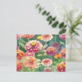 Dromerige Zinnia-bloemen Briefkaart (Staand voorkant)