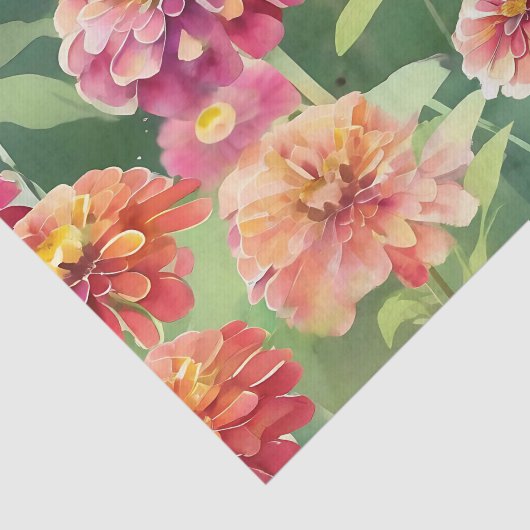 Dromerige Zinnia-bloemen Tissuepapier (Detail)
