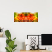 Dromerige Zinnia Flower Distress Mirror Abstract Poster (Thuiskantoor)