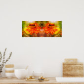 Dromerige Zinnia Flower Distress Mirror Abstract Poster (Keuken)