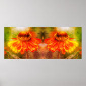 Dromerige Zinnia Flower Distress Mirror Abstract Poster (Voorkant)