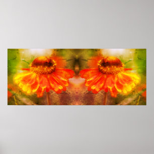 Dromerige Zinnia Flower Distress Mirror Abstract Poster