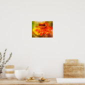 Dromerige Zinnia Flower Distressed Art Poster (Keuken)