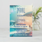 Dromerige Zomer Leuk Zwembad Party Verjaardag Vier Kaart (Staand voorkant)