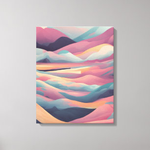Dromerige Zonsondergang Landschap in Aarde Tonen Canvas Afdruk