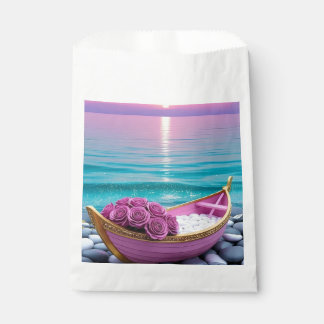 Dromerige Zonsondergang Oceaan & Roze Rozen Boot F Bedankzakje