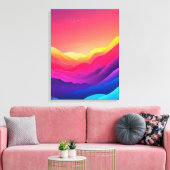 Dromerige zonsondergang over berg silhouetten canvas afdruk (Insitu (Woonkamer))
