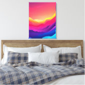 Dromerige zonsondergang over berg silhouetten canvas afdruk (Insitu (Slaapkamer))