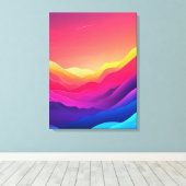 Dromerige zonsondergang over berg silhouetten canvas afdruk (Insitu (Houten vloer))