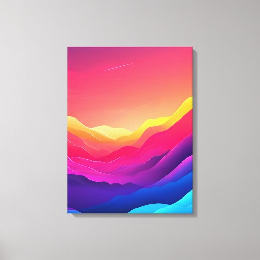 Dromerige zonsondergang over berg silhouetten canvas afdruk (Voorkant)