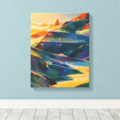 Dromerige zonsondergang over levendige bergen canvas afdruk (Insitu (Houten vloer))
