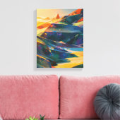 Dromerige zonsondergang over levendige bergen canvas afdruk (Insitu (Woonkamer))