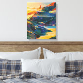 Dromerige zonsondergang over levendige bergen canvas afdruk (Insitu (Slaapkamer))