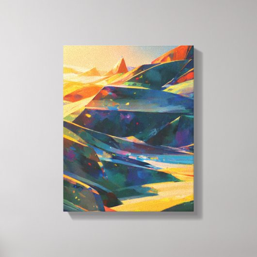 Dromerige zonsondergang over levendige bergen canvas afdruk (Voorkant)