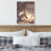 Dromerige Zonsondergang Paard Bos Schilderij Canvas Afdruk (Insitu (Slaapkamer))