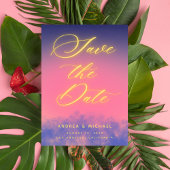 Dromerige Zonsondergang Sky & Neon Foto QR Code Br Save The Date