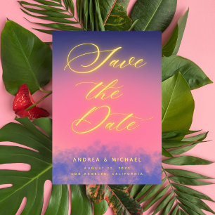 Dromerige Zonsondergang Sky & Neon Foto QR Code Br Save The Date