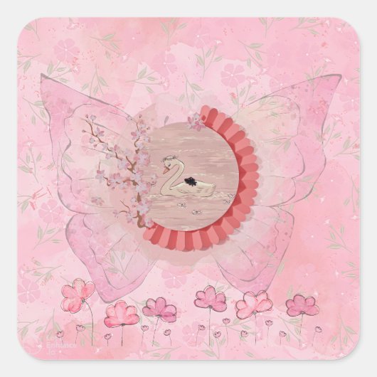 Dromerige zwaan Sticker (Voorkant)