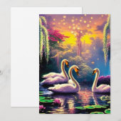 Dromerige zwanen feestdagenkaart (Voorkant / Achterkant)