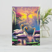 Dromerige zwanen feestdagenkaart (Staand voorkant)