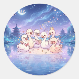 Dromerige Zwanenfamilie Sticker