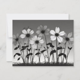 Dromerige zwart-wit bloemen schaduwen briefkaart