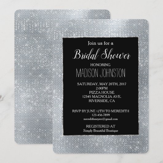 Dromerige zwarte glitzy zilveren sprankeling kaart (Voorkant / Achterkant)