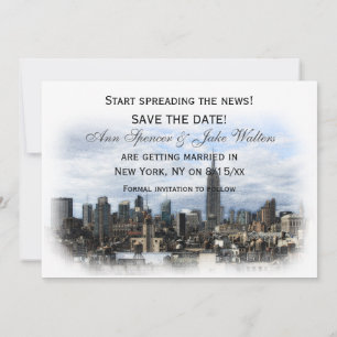 Dromerige Zwarte NYC Silhouet Save the Date H Kaart