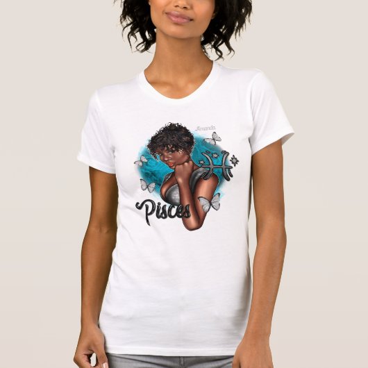 Dromerige Zwarte Vissen Diva met Etherische Charme T-shirt (Voorkant)