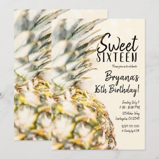 dromige tropische anananasappelstrand Sweet 16 Par Kaart (Voorkant / Achterkant)