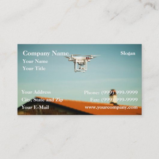 Dron boven daken visitekaartje (Voorkant)