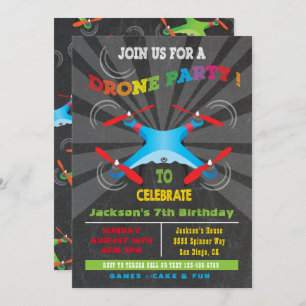 Drone Birthday Party Invitation Kaart