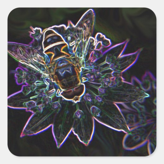 Drone Bloem Glow Vierkante Sticker (Voorkant)