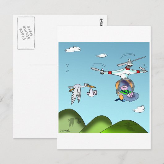 Drone Cartoon 9482 Briefkaart (Voorkant / Achterkant)